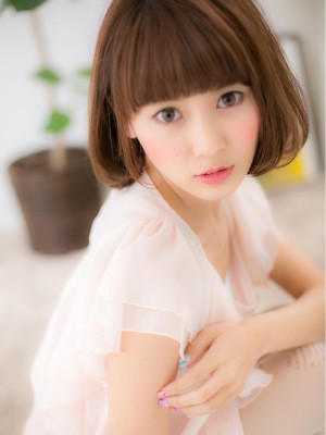 厚めバングがCUTE☆ふんわり☆ワンカールボブb