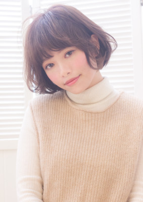 ナチュラルストレートバングなニュアンスボブ　T－１１６