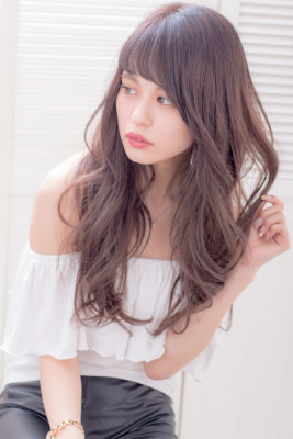 アッシュグレージュ外巻きロング K-0053