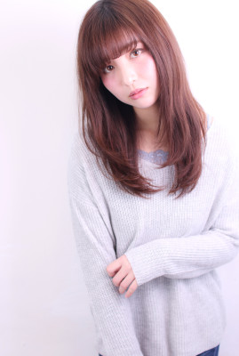小顔バングの内巻きロング【H-387】
