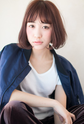 ラベンダーアッシュのフリンジバングボブT-215