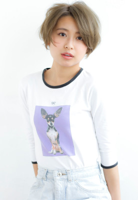 外国人風透明感カラーの大人ひし形ショート