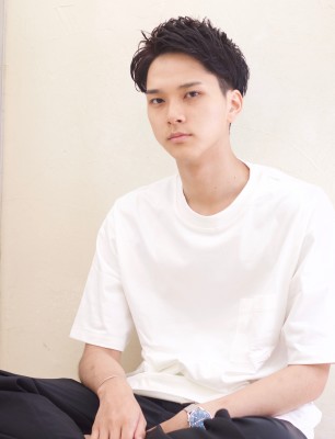  大人メンズ　かきあげ黒髮ビジネスショートMー３０