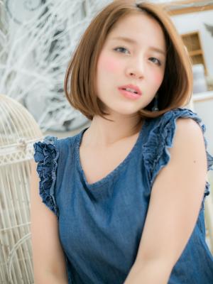 外国人風インナーカラー前下がりワンレンボブ代40代大人女子