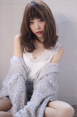 大人フォギーベージュ小顔愛されセミロング