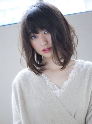 前下がりボブ×ニュアンスカールのデジタルパーマ