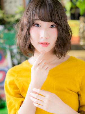 斜めバング☆ゆるふわ小顔ボブ