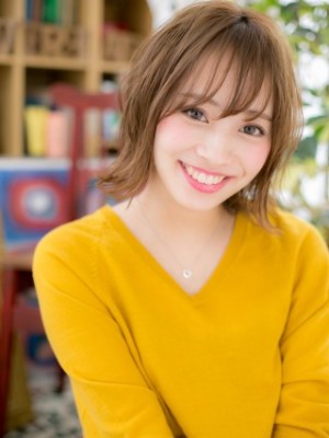  斜めバング★外ハネカジュアル小顔ボブ