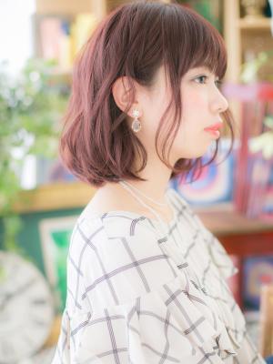 大人かわいい♪甘めカラー☆くせ毛風ミディ