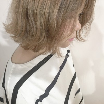 お客様スタイル♪ベージュカラーの外ハネボブ