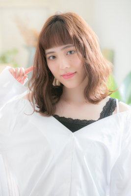 ワイドバング×ゆるパーマ
