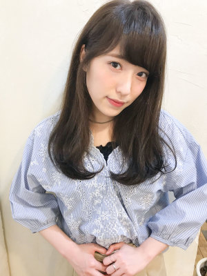 大人小顔ロング　ナチュラルカール