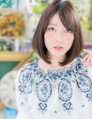 30代40代大人女性に◎斜めバングツヤ髪前下がり小顔大人ボブ