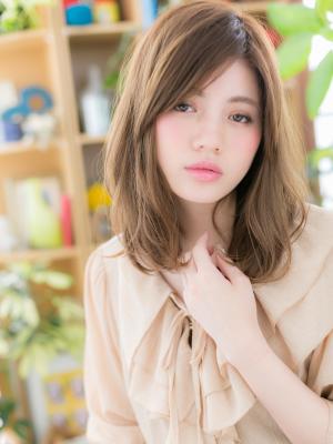 アシンメトリーくせ毛風セミディ