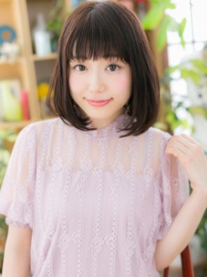 大人かわいい♪清楚な黒髪風♪前下がりボブ