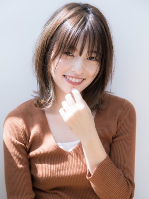 シースルーバング×ひし形レイヤーボブ