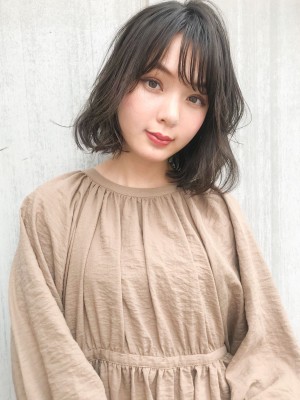 小顔ボブ ミックスふわくしゃパーマ M-210