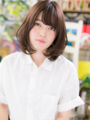 斜めバングxインナーカラー★ワンカールレイヤーミディ