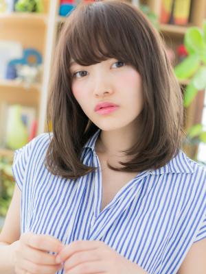 ナチュかわ♪斜めバングの黒髪風ワンカール
