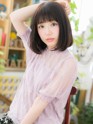 大人かわいい♪清楚な黒髪風♪前下がりボブ