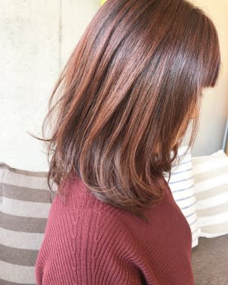 ラセットカラーの伸ばしかけミディアムヘア☆