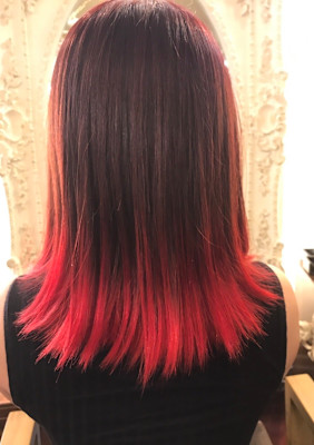 【平尾美容院JUMPUSH】ビビットな赤グラデーションカラー