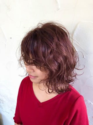 【151e　戸塚】*ノットヘアミディアム+コーラルピンク*