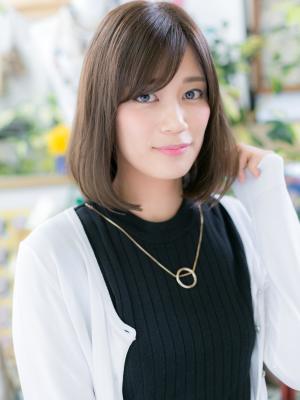 大人かわいい 斜めバング ワンカール