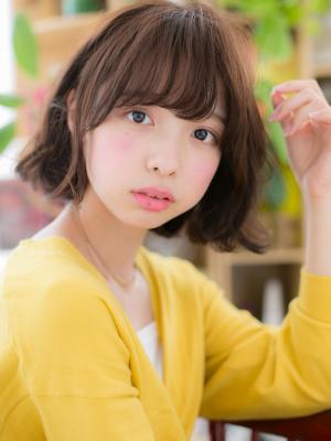 斜めバング♪くせ毛風ガーリーボブ