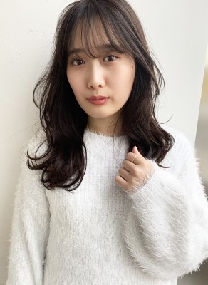 暗髪 大人可愛い外ハネパーマ M227
