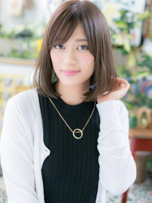 大人かわいい 斜めバング ワンカール