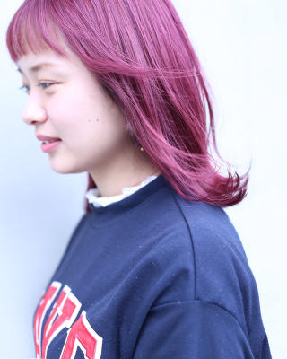 透明感ピンクパープル　可愛いボブ　大須