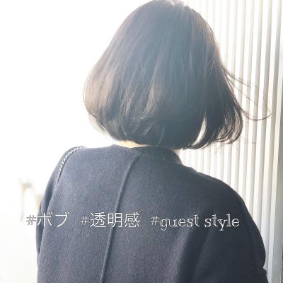 伸ばし途中のボブとグレージュ 