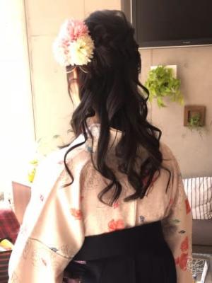ハーフアップ☆袴の着付け