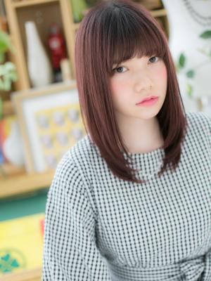 ボルドーが大人かわいい☆小顔セミディ　ガーリーボブ