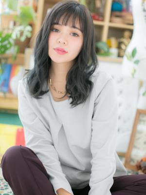 重軽MIX◎黒髪くせ毛風カール　ゆる巻きロング