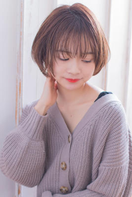 シースルーバング透明感カラーショート　 AKI-442