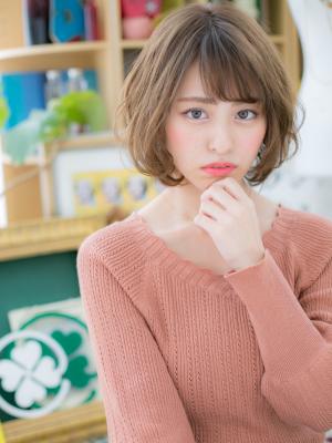 外国人風♪大人かわいい♪アシンメトリーボブ　ふわふわボブ