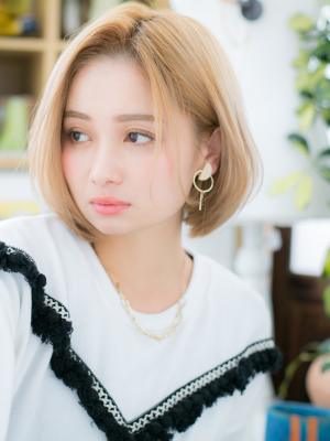 攻め系！ハイトーンカラー★ワンレン大人ボブ　マッシュボブ