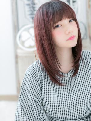 ボルドーが大人かわいい☆小顔セミディ　モテロング