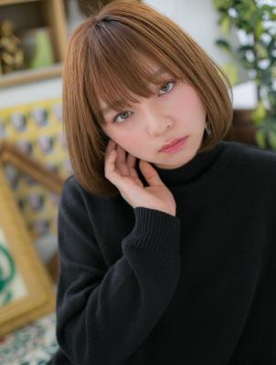 横顔美人♪外国人風カラー前下がりボブ　ガーリーボブ