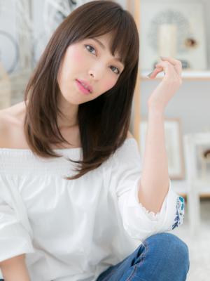 しっとりまとまる♪小顔黒髪ストレート　エレガントロング