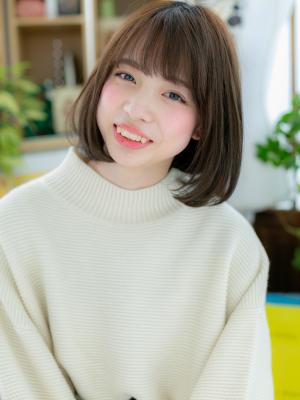好感度大♪前下がり黒髪ナチュラルボブ　ふんわりボブ