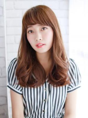 重め前髪のミックスカール