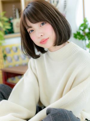 好感度大♪前下がり黒髪ナチュラルボブ　キュートボブ