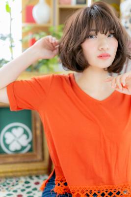 重軽MIX！大人かわいいアシンメトリーボブ　ふわふわボブ
