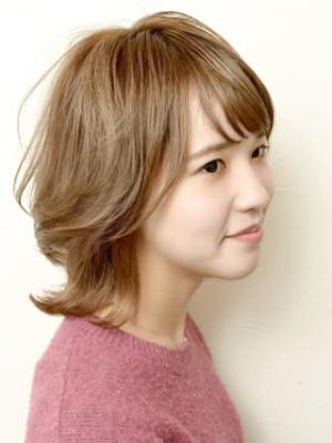 大人愛されミディ外ハネウルフスタイル
