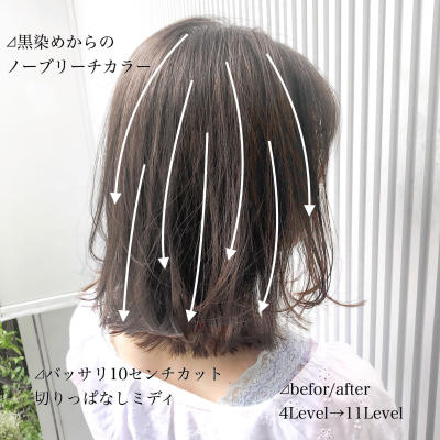 黒染めからのノーブリーチカラー