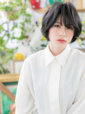 ショートでも◎黒髪ナチュラルくせ毛風カール　エアリーボブ