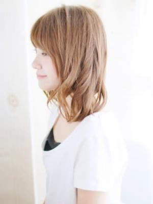 厚め前髪のゆるミックスカール